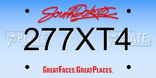 277XT4 South Dakota License Plate