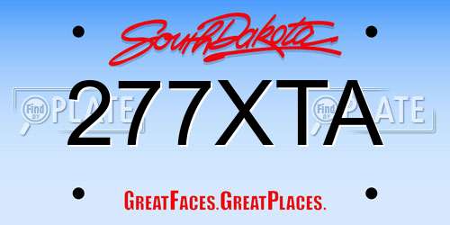 277XTA South Dakota License Plate
