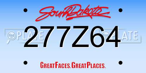 277Z64 South Dakota License Plate