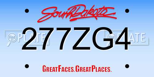 277ZG4 South Dakota License Plate