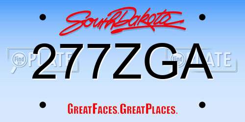 277ZGA South Dakota License Plate