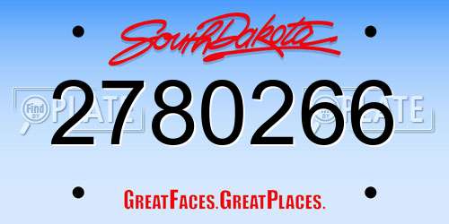 2780266 South Dakota License Plate