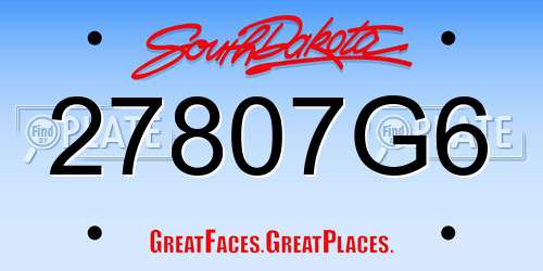 27807G6 South Dakota License Plate