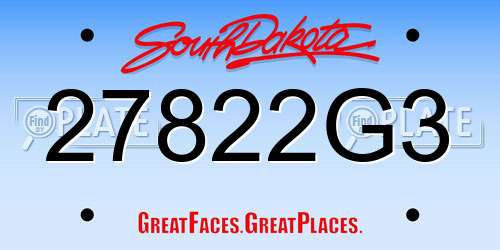 27822G3 South Dakota License Plate