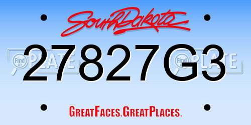 27827G3 South Dakota License Plate