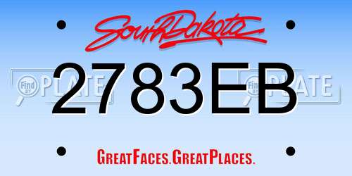 2783EB South Dakota License Plate