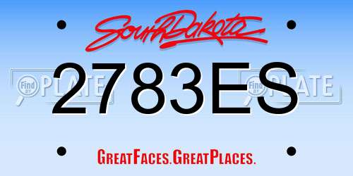 2783ES South Dakota License Plate