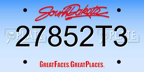 27852T3 South Dakota License Plate