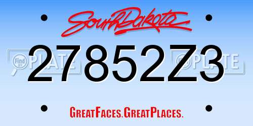 27852Z3 South Dakota License Plate
