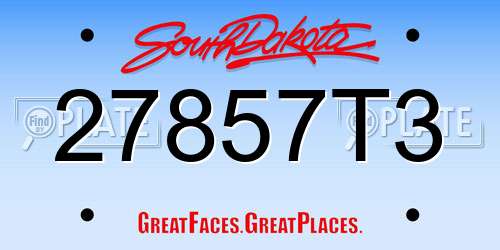 27857T3 South Dakota License Plate