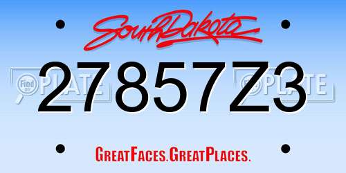 27857Z3 South Dakota License Plate