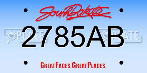 2785AB South Dakota License Plate