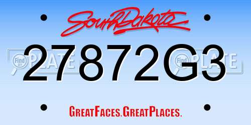 27872G3 South Dakota License Plate