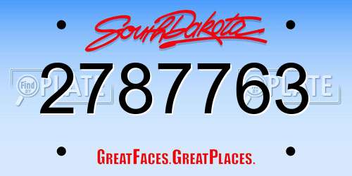 2787763 South Dakota License Plate