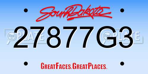 27877G3 South Dakota License Plate