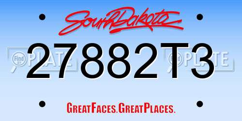 27882T3 South Dakota License Plate