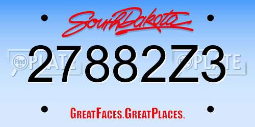 27882Z3 South Dakota License Plate