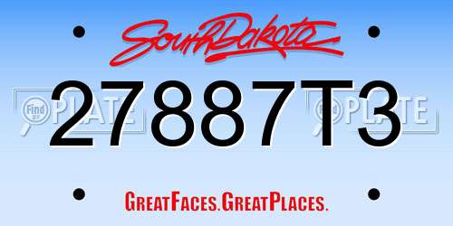 27887T3 South Dakota License Plate