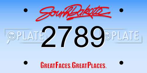 2789 South Dakota License Plate