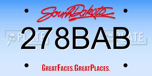 278BAB South Dakota License Plate