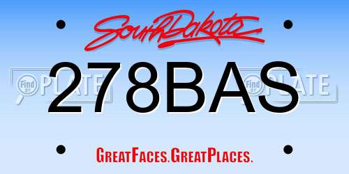 278BAS South Dakota License Plate