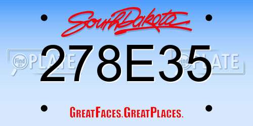 278E35 South Dakota License Plate
