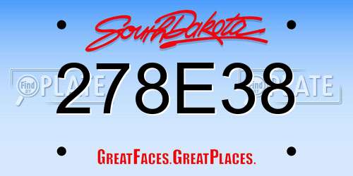 278E38 South Dakota License Plate