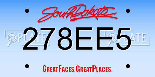 278EE5 South Dakota License Plate
