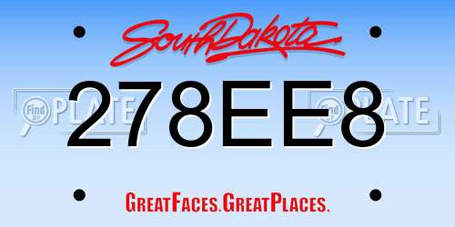 278EE8 South Dakota License Plate