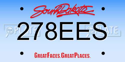 278EES South Dakota License Plate