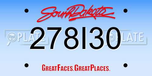 278I30 South Dakota License Plate
