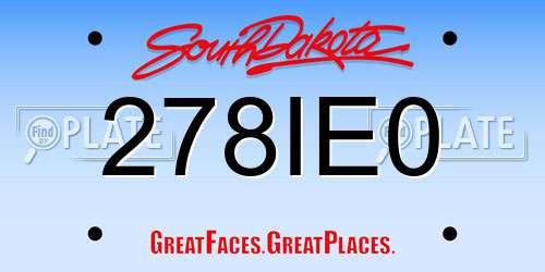 278IE0 South Dakota License Plate