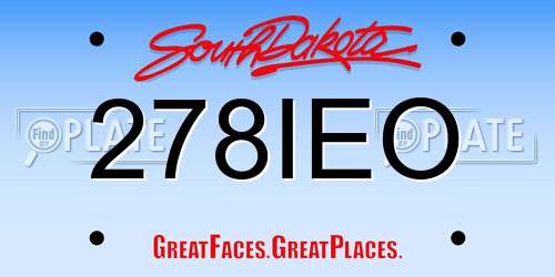 278IEO South Dakota License Plate