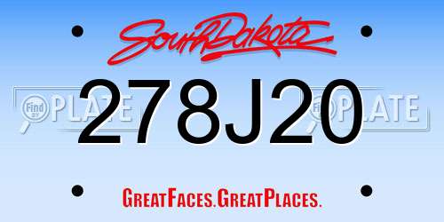 278J20 South Dakota License Plate