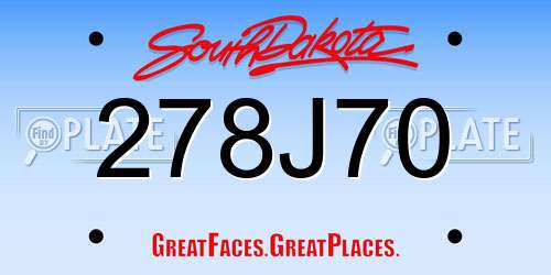 278J70 South Dakota License Plate