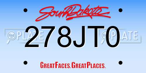 278JT0 South Dakota License Plate