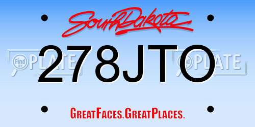 278JTO South Dakota License Plate