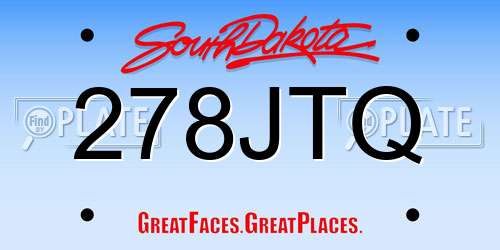 278JTQ South Dakota License Plate