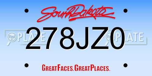278JZ0 South Dakota License Plate