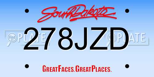 278JZD South Dakota License Plate