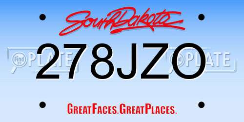 278JZO South Dakota License Plate
