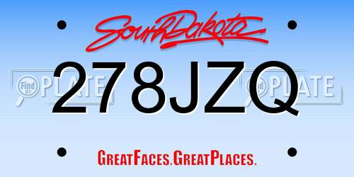 278JZQ South Dakota License Plate