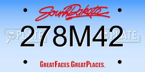 278M42 South Dakota License Plate