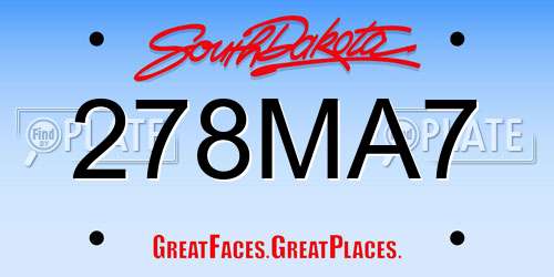 278MA7 South Dakota License Plate