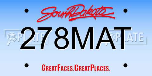 278MAT South Dakota License Plate