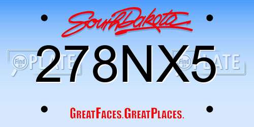 278NX5 South Dakota License Plate