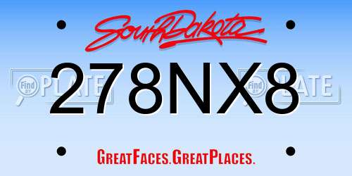 278NX8 South Dakota License Plate