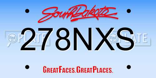 278NXS South Dakota License Plate