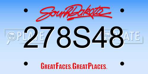 278S48 South Dakota License Plate