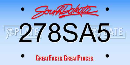 278SA5 South Dakota License Plate